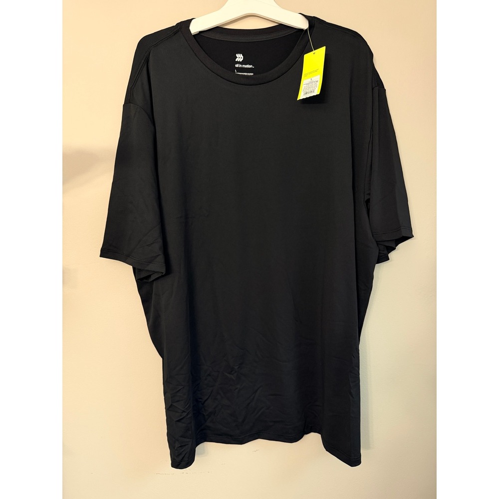 All in Motion Performance T-Shirt Mens L‎ Black Relaxed Fit Short Sleeve NWT